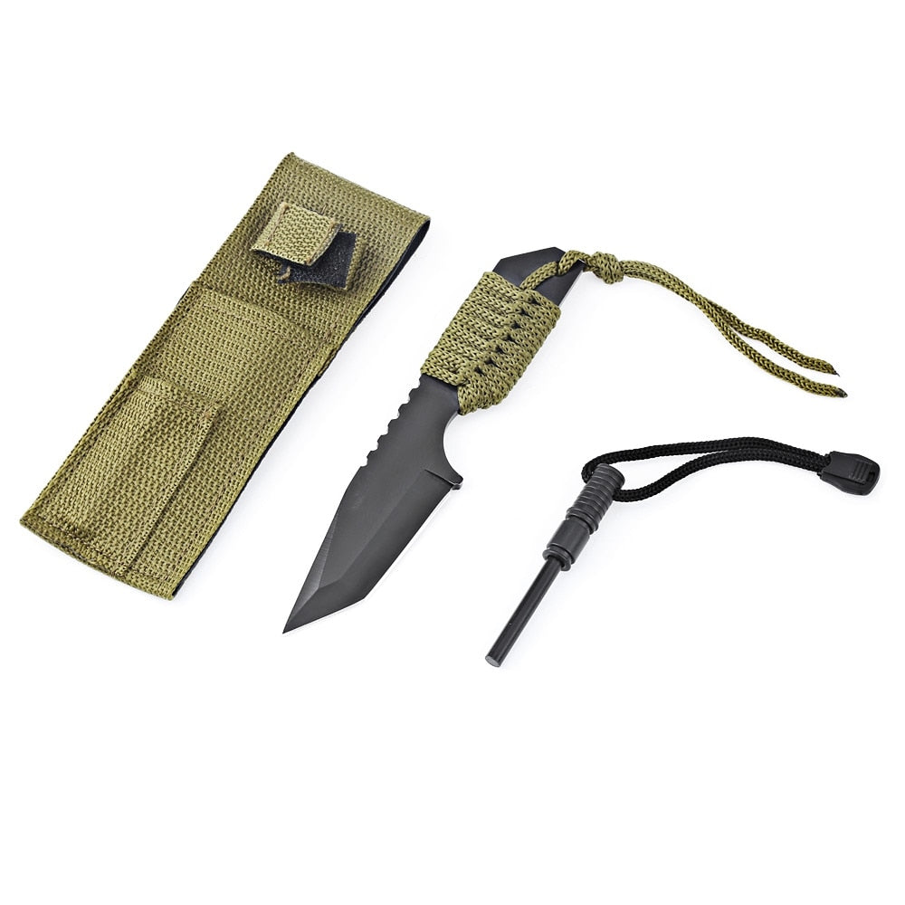 Survivor Camping Tanto Knife with Fire Starter