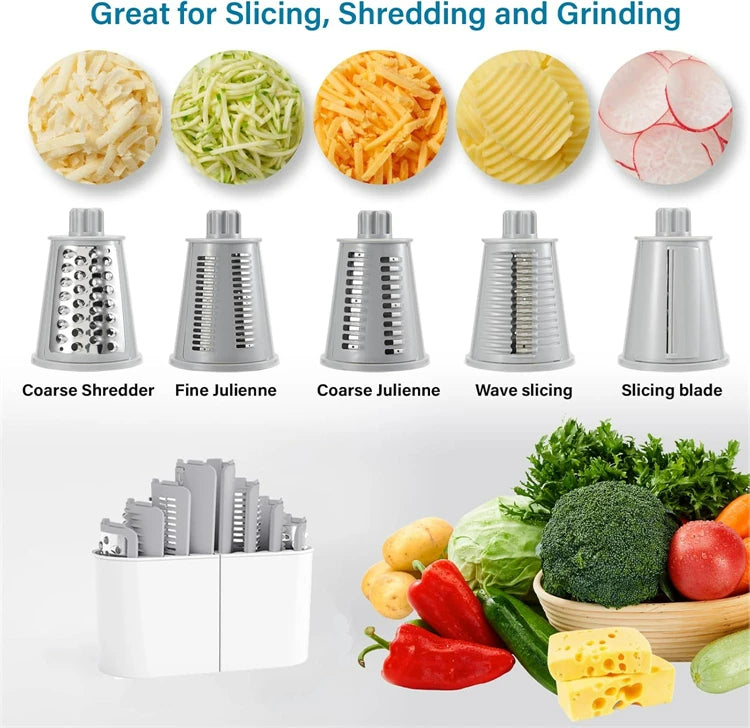 LUXIGEAR™ 5 Blade Rotary Cheese Grater and Shredder