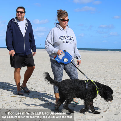 retractable dog leash with poop bag holder