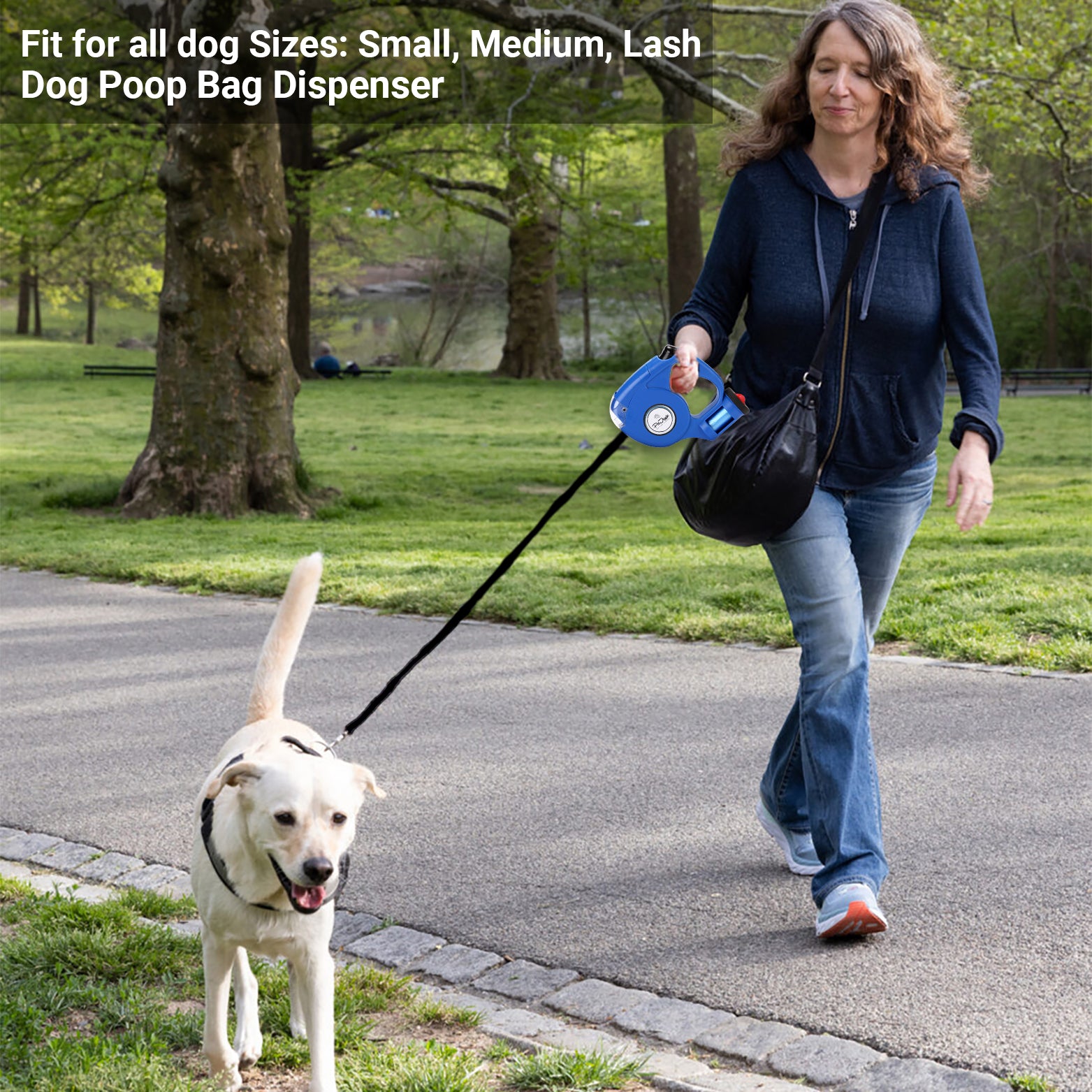 retractable dog leash with poop bag holder