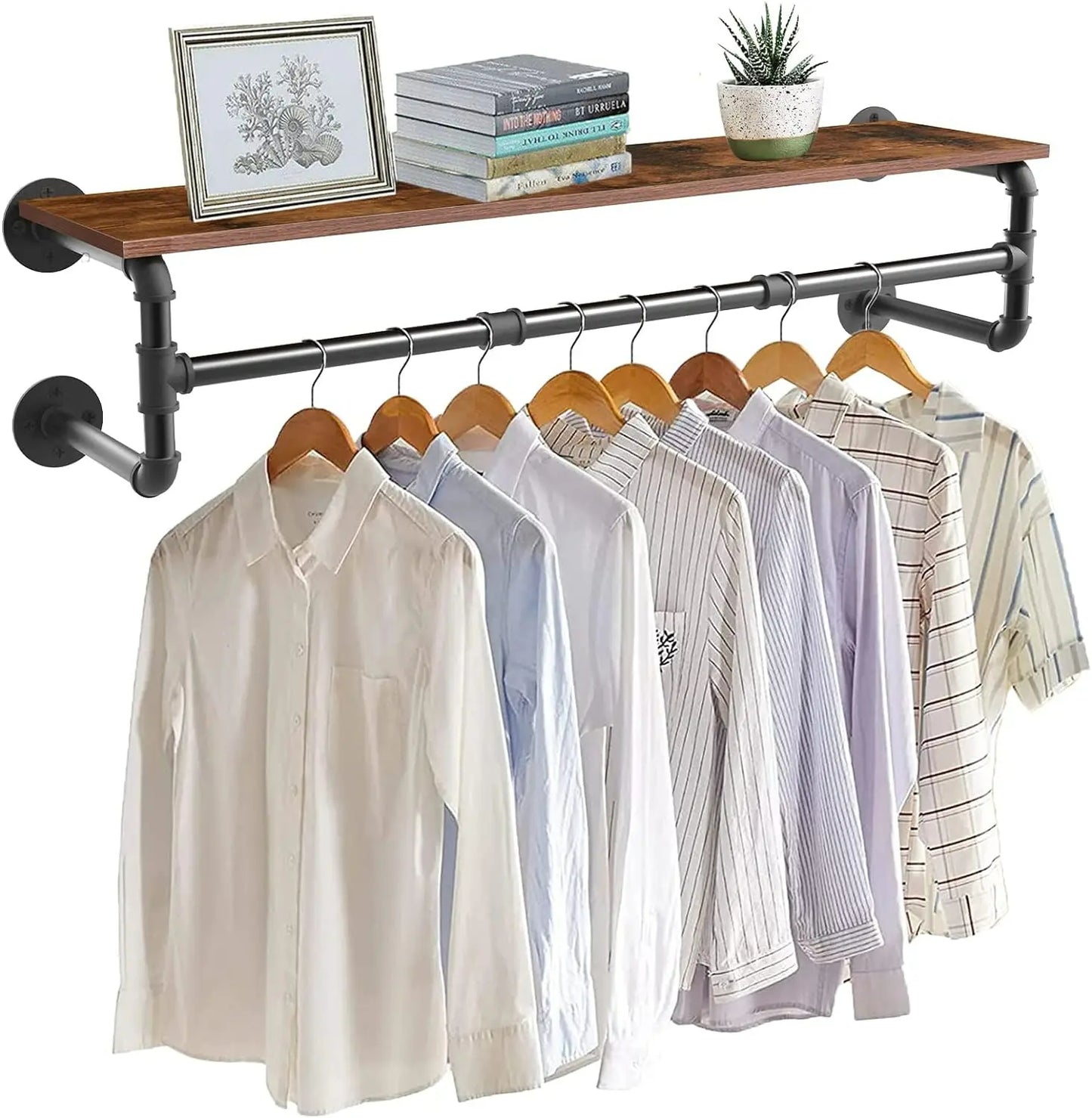 FlexGear™ Clothes Hanging Rack with Shelf Wall Mounted