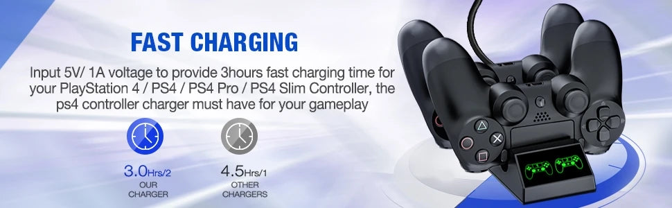 XIBUZZ™ Dual Controller Fast Charging For PS4