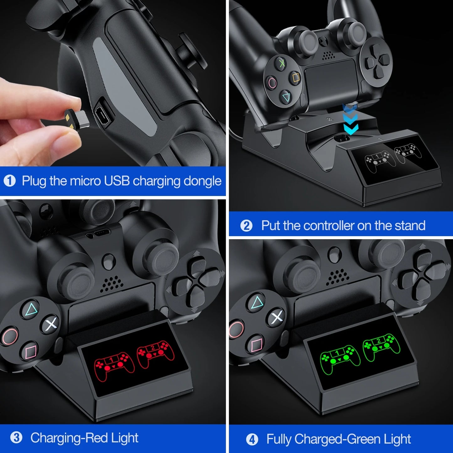 XIBUZZ™ Dual Controller Fast Charging For PS4