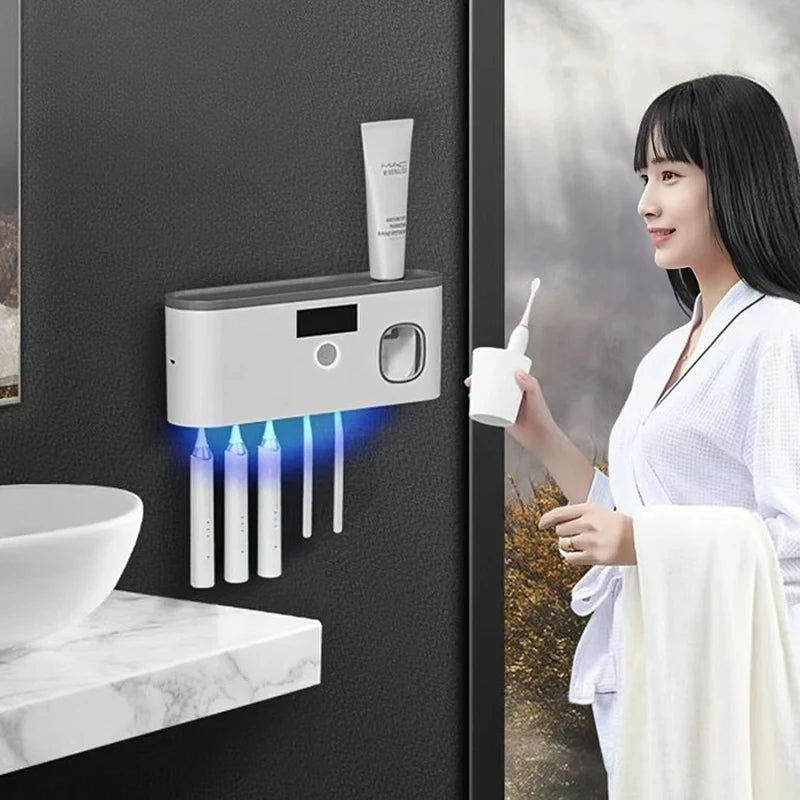 LUXIGEAR™ UV Toothbrush Holder and Toothpaste Dispense