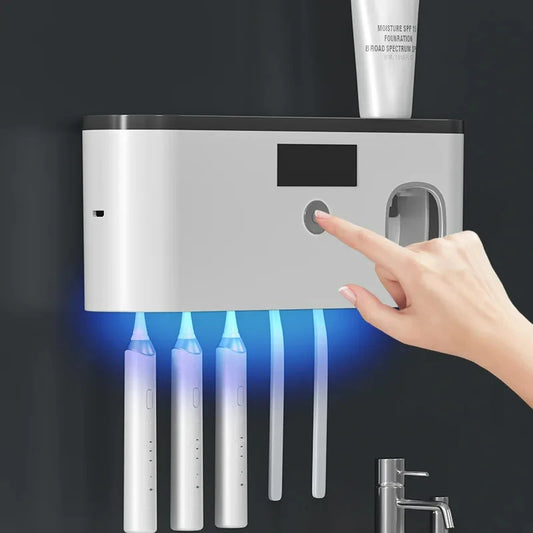 LUXIGEAR™ UV Toothbrush Holder and Toothpaste Dispense