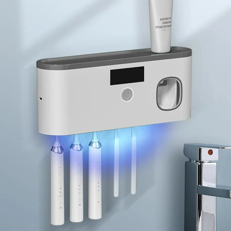 LUXIGEAR™ UV Toothbrush Holder and Toothpaste Dispense