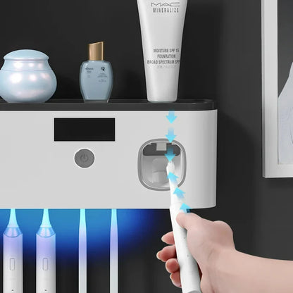 LUXIGEAR™ UV Toothbrush Holder and Toothpaste Dispense