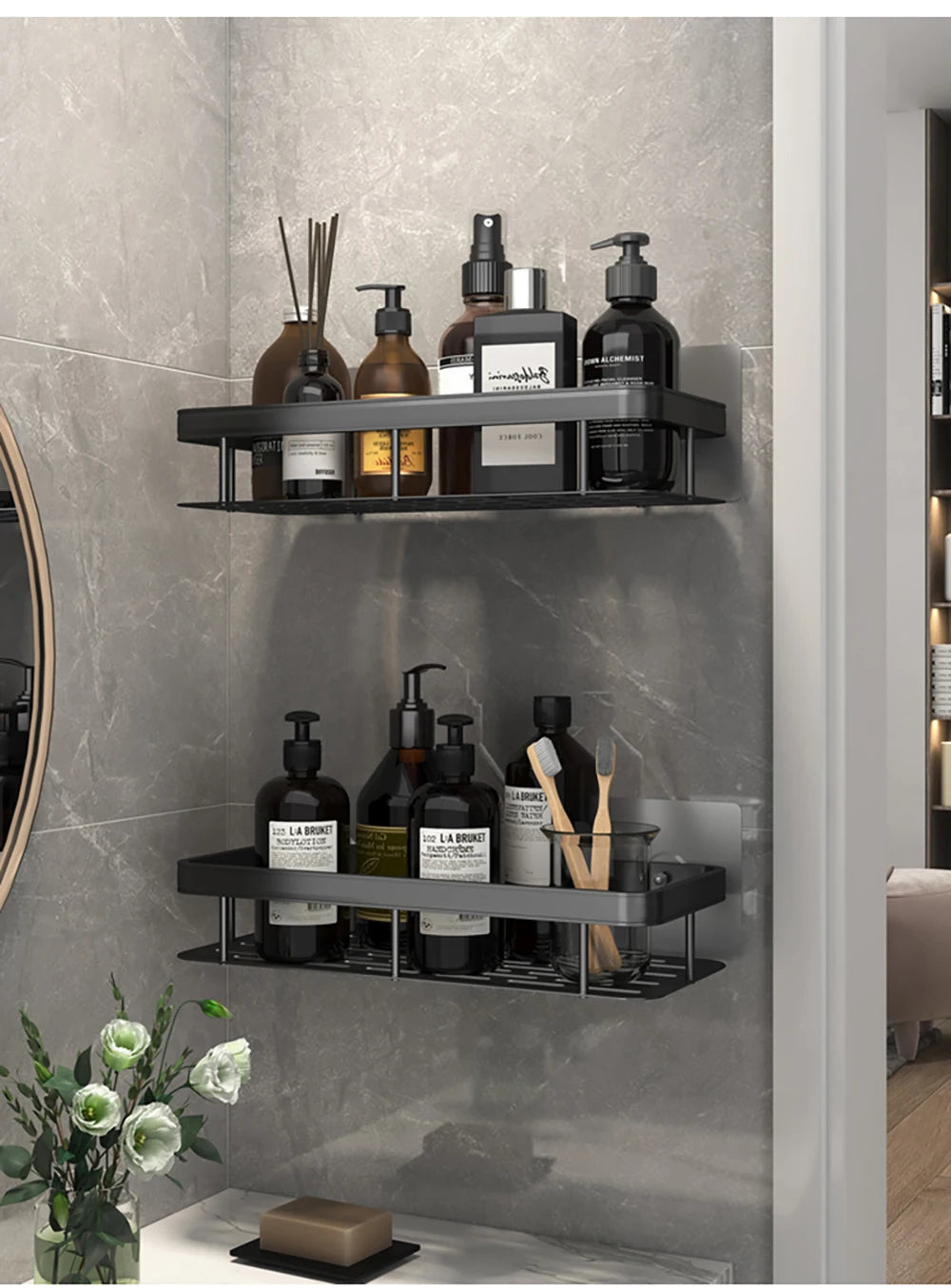 FlexGear™ Wall Mounted Bathroom Corner Rack