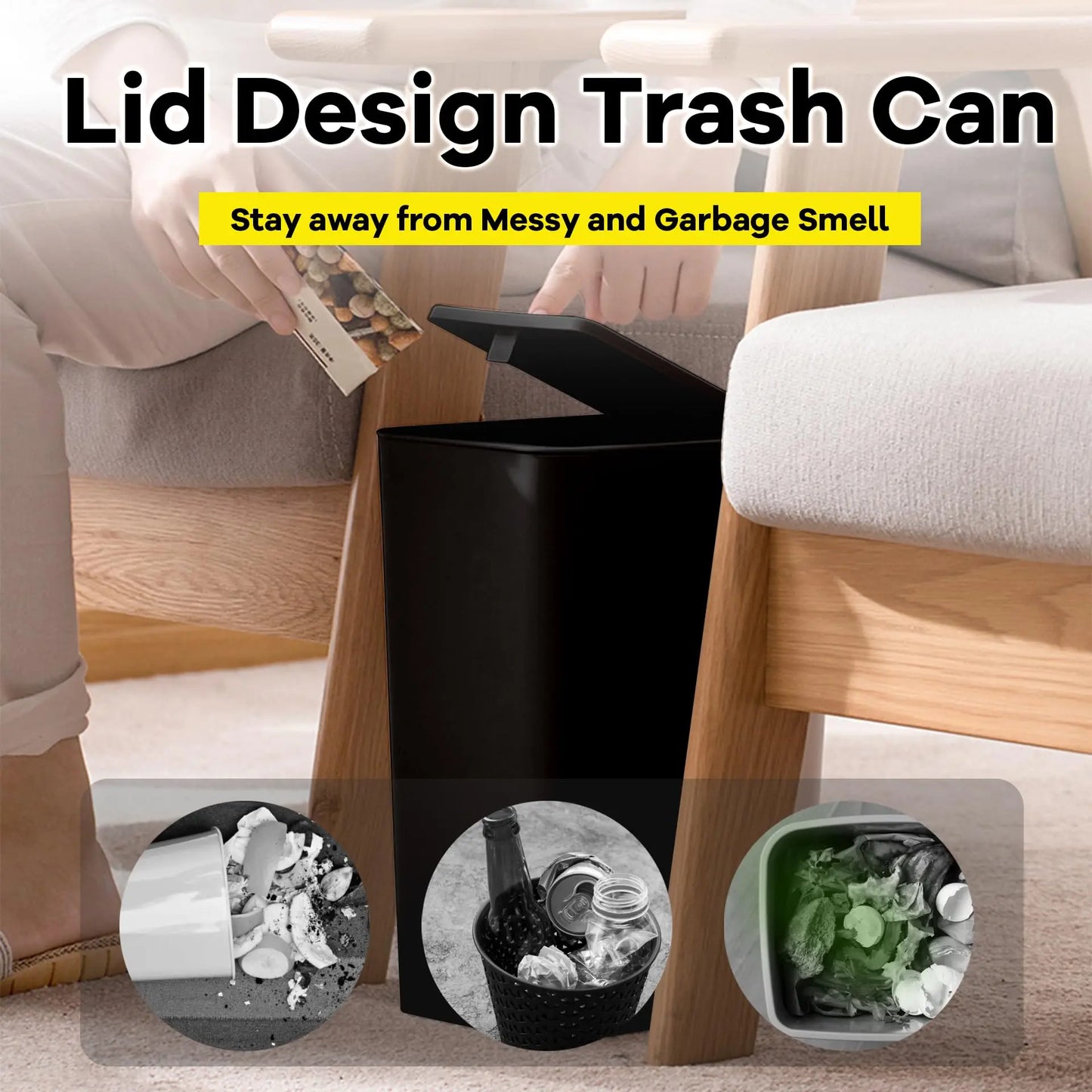 FlexGear™ Pop-up Lid Bathroom Trash Can-10L