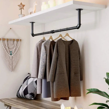 FlexGear™ Clothes Hanging Rack with Shelf Wall Mounted