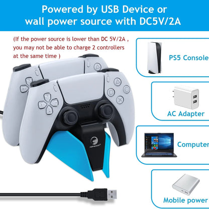 XIBUZZ™ PS5 Controller Charging Station with Dual Fast Charger Dock