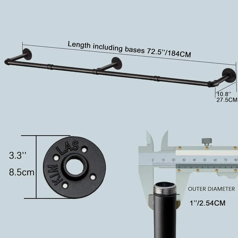 FlexGear™ Industrial Pipe Clothes Rack with Top Shelf and 3 Hooks