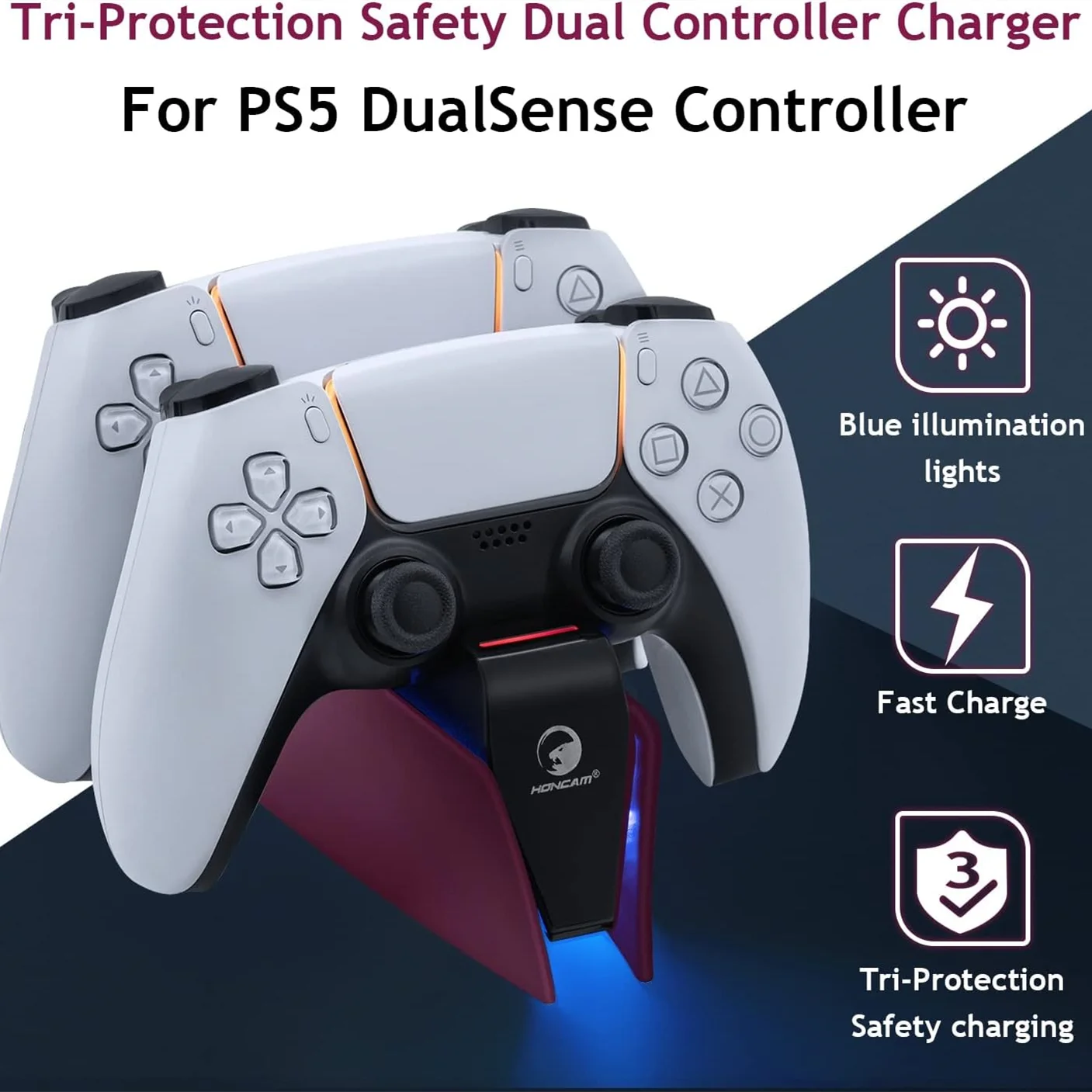 XIBUZZ™ PS5 Controller Charging Station with Dual Fast Charger Dock