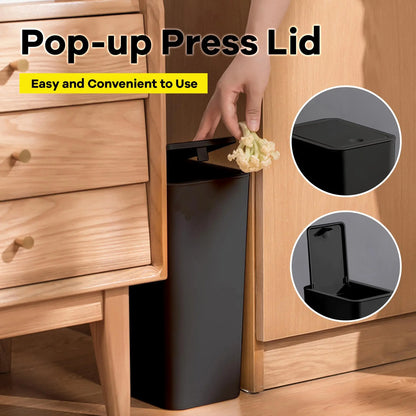 FlexGear™ Pop-up Lid Bathroom Trash Can-10L