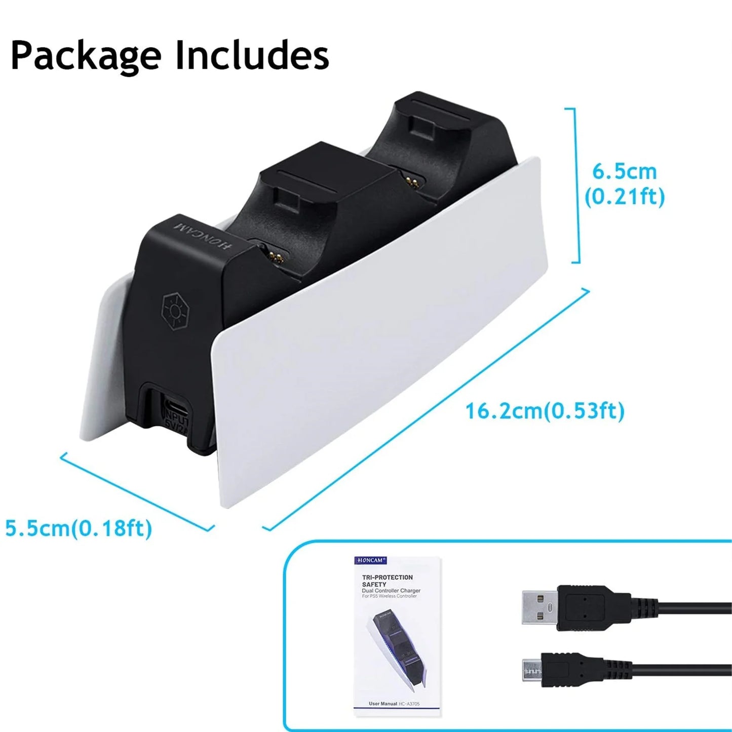 XIBUZZ™ PS5 Controller Charging Station with Dual Fast Charger Dock