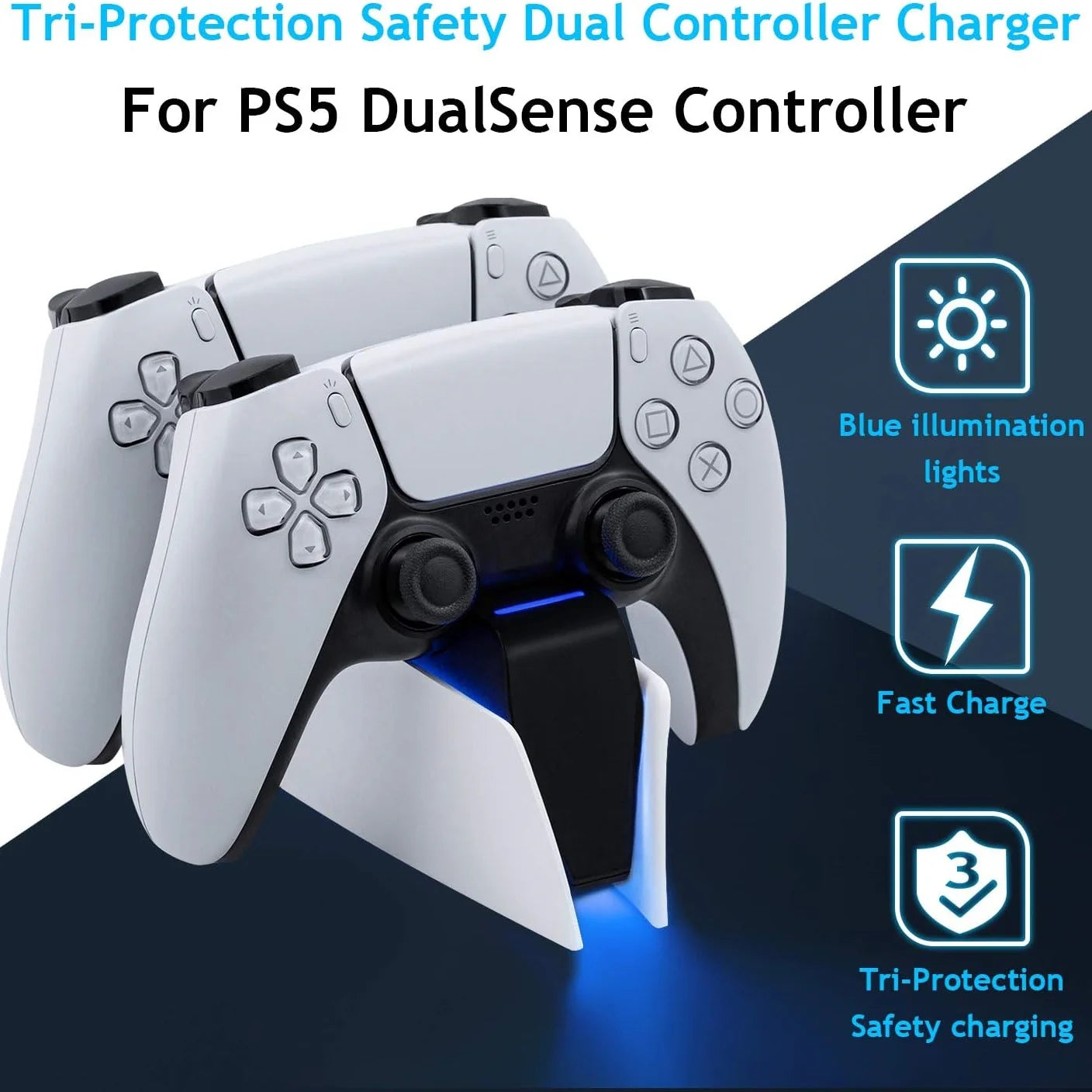 XIBUZZ™ PS5 Controller Charging Station with Dual Fast Charger Dock