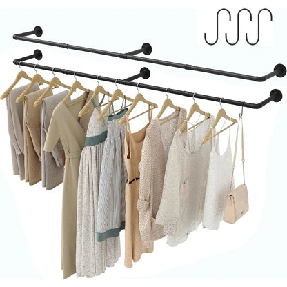 FlexGear™ Industrial Pipe Clothes Rack with Top Shelf and 3 Hooks