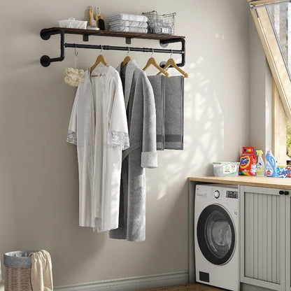 FlexGear™ Industrial Pipe Clothes Rack with Top Shelf and 3 Hooks