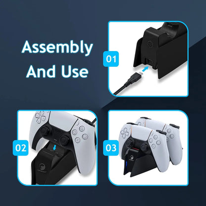 XIBUZZ™ PS5 Controller Charging Station with Dual Fast Charger Dock