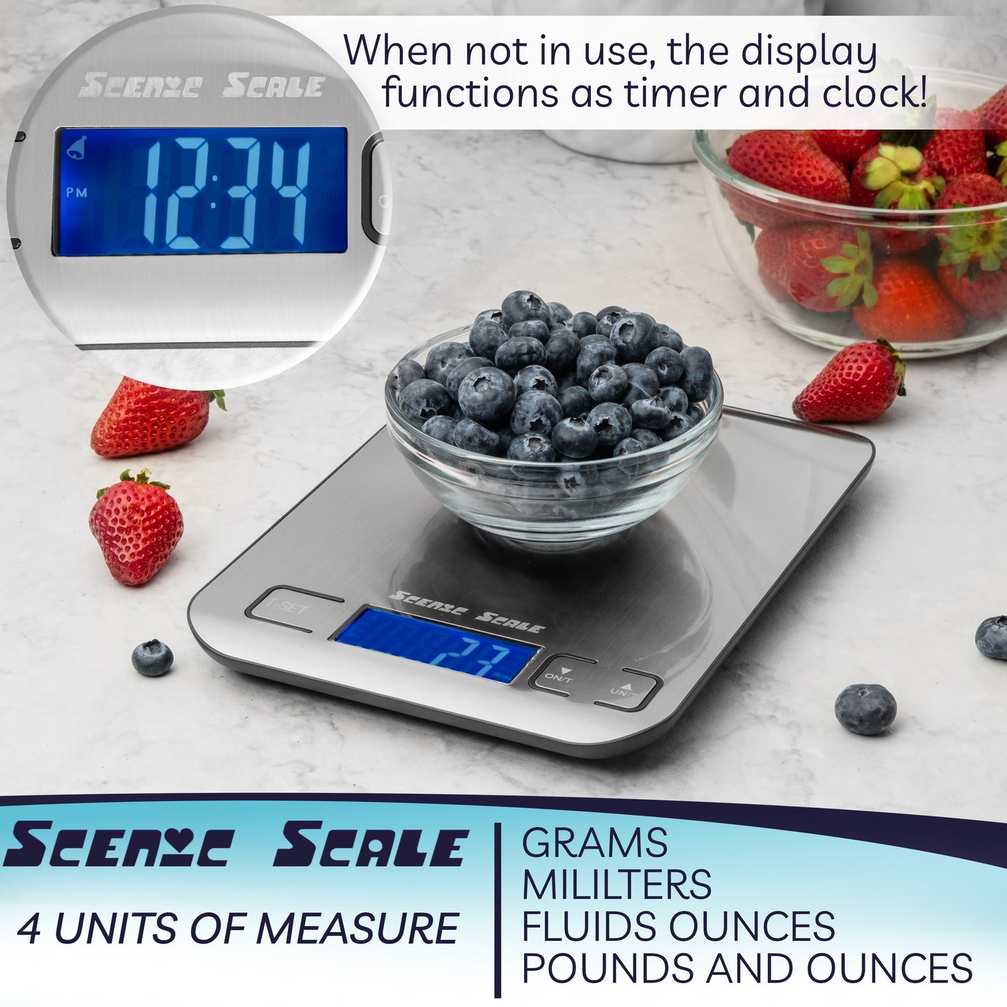 ScenicScale Food Scale 5kg Capacity and 1g Accuracy.