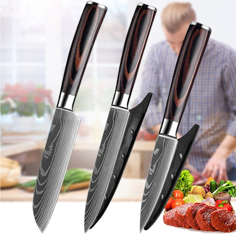 FlexiGear™  Stainless Steel Kitchen Knives Set