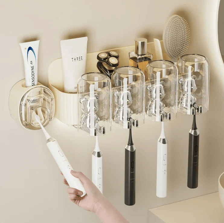 LUXIGEAR™ Toothbrush Holder and Toothpaste Dispenser