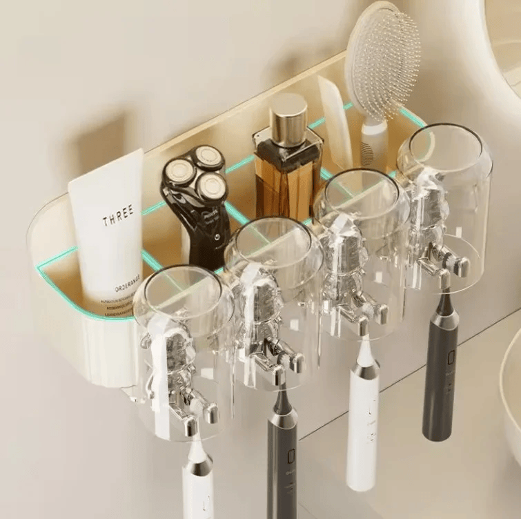 LUXIGEAR™ Toothbrush Holder and Toothpaste Dispenser