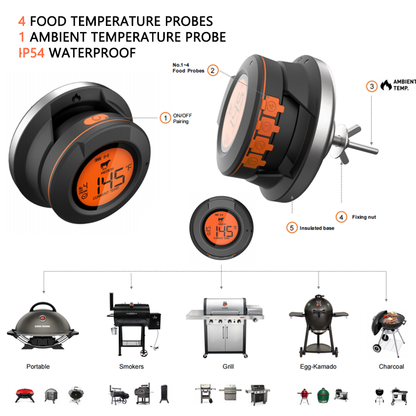 Thermomètre de cuisson numérique Wifi Smart BBQ pour griller de la viande et du steak.