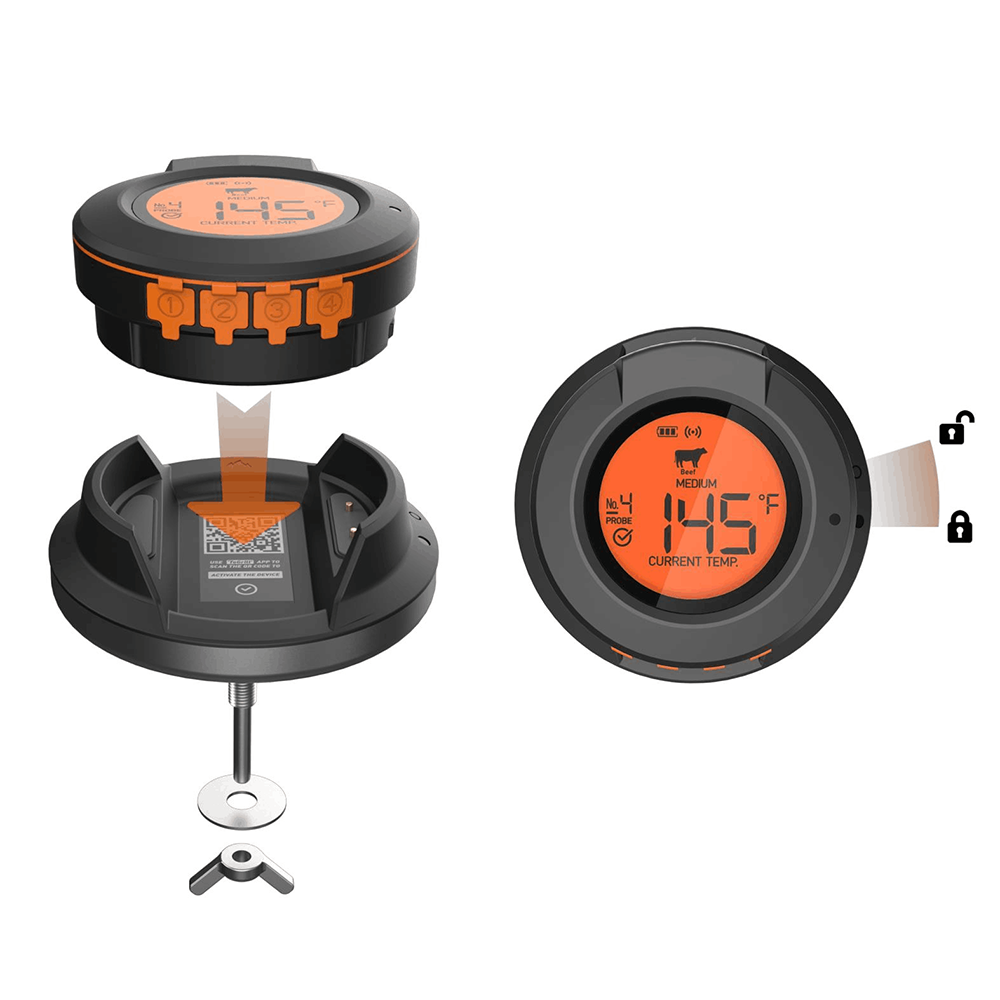 Thermomètre de cuisson numérique Wifi Smart BBQ pour griller de la viande et du steak.