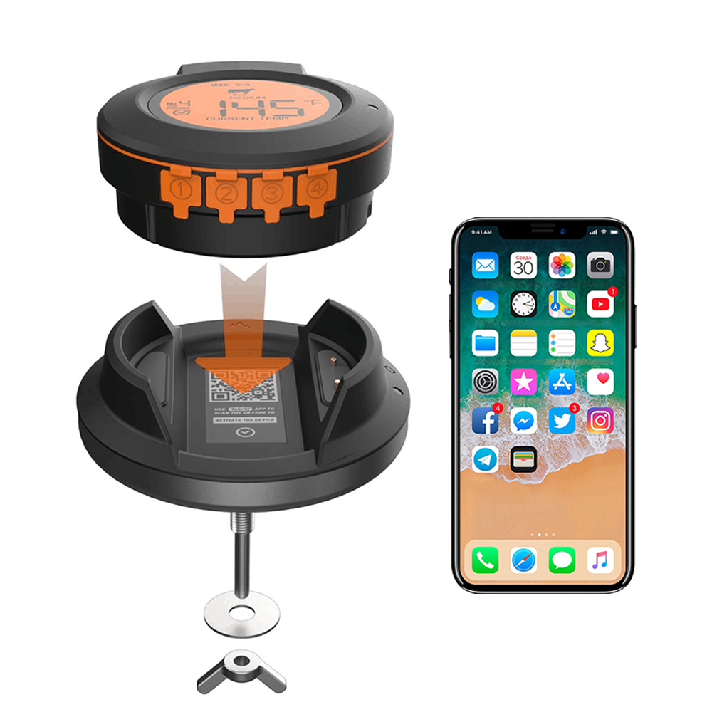 Thermomètre de cuisson numérique Wifi Smart BBQ pour griller de la viande et du steak.