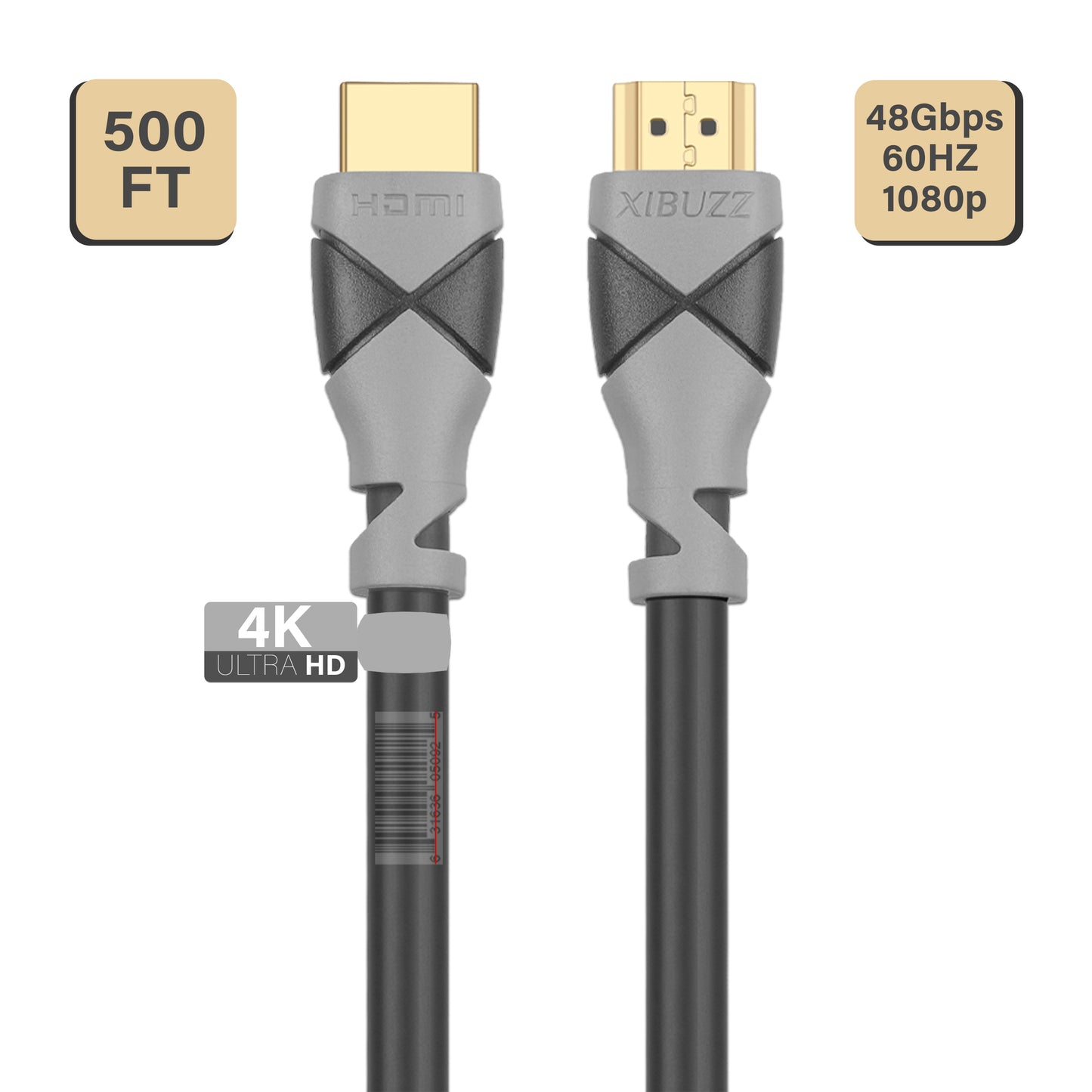 XIBUZZ™ 4k HDMI Cord for high speed HDMI Cable Devices [Grey]