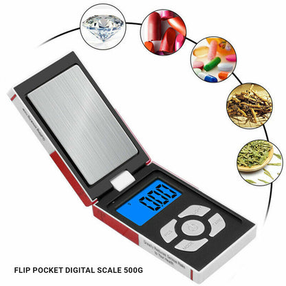 Flip pocket digital scale 500g Capacity 0.01g Accuracy